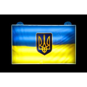 Светодиодная LED панель Флаг Украины с Трезубцем 12–24В для авто
