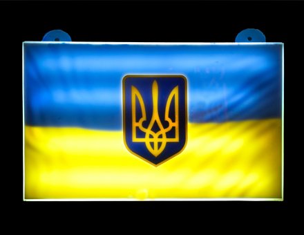 Светодиодная LED панель Флаг Украины с Трезубцем 12–24В для авто