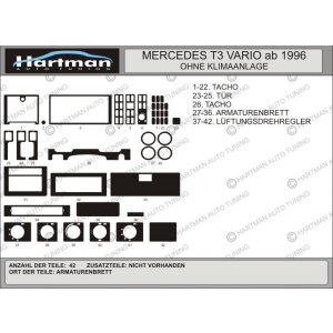 Накладки на панель MB T3 VARIO 1996-… WITHOUT A/C