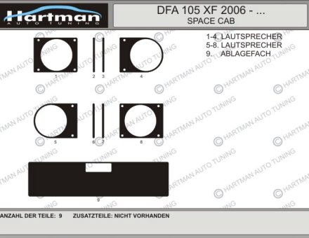 Накладки на панель DAF 105 XF 2006 - ... SPACE CAB