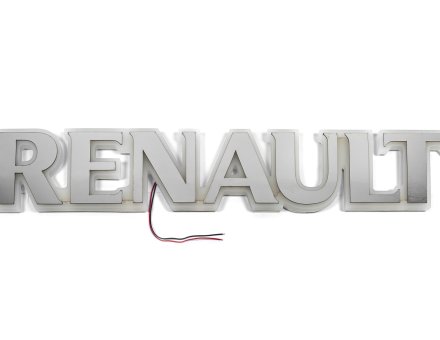 Надпись на решетку Renault нержавейка с оранжевой подсветкой (79см.*13см.)