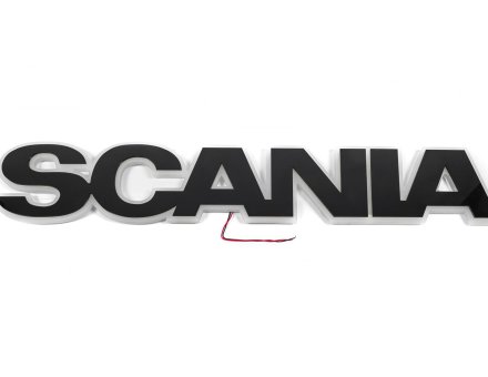 Надпись на решетку Scania черная с оранжевой подсветкой (82см.*14см.)