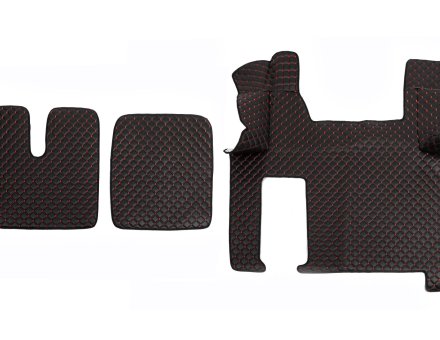 Коврики в салон Man Tgx экокожа черные с красной прошивкой (автомат)