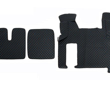 Коврики в салон Man Tgx экокожа черные с синей прошивкой (автомат)