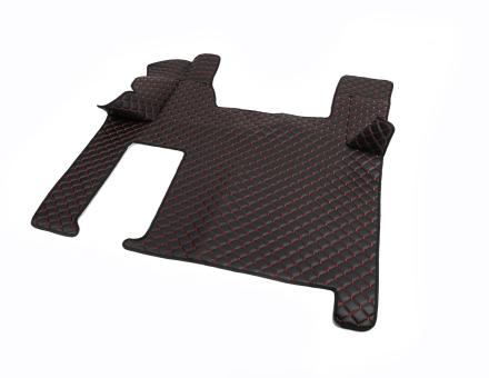 Коврики в салон Man Tgx экокожа черные с красной прошивкой (автомат)