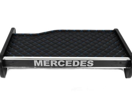 Полка на панель Mercedes Atego (экокожа черная с синей прошивкой)