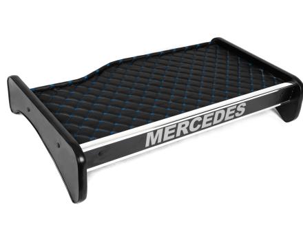 Полка на панель Mercedes Atego (экокожа черная с синей прошивкой)