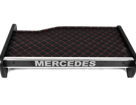 Полка на панель Mercedes Atego (экокожа черная с красной прошивкой)