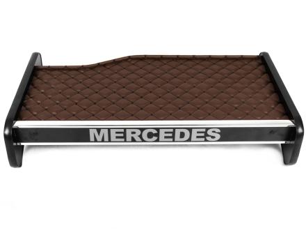 Полка на панель Mercedes Atego (экокожа коричневая с черной прошивкой)