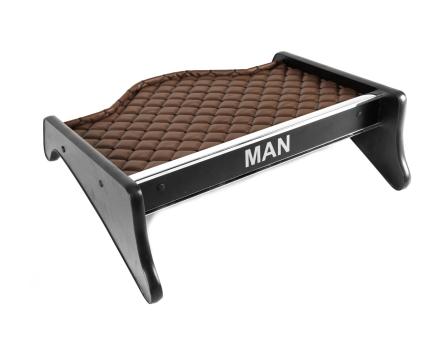 Полка на панель Man TGA XL-TGM экокожа коричневая с черной прошивкой
