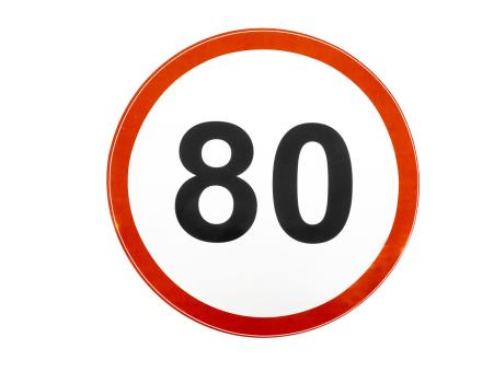 Наклейка ограничения скорости 80