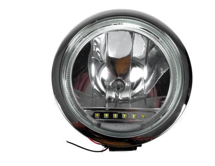 Фара дополнительная универсальная с белым диодным габаритом (хромированный кант) 710625