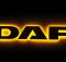 Надпись на решетку DAF нержавейка с оранжевой подсветкой (68см.*13,5см.)