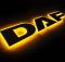 Надпись на решетку DAF нержавейка с оранжевой подсветкой (68см.*13,5см.)