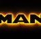 Надпись на решетку Man нержавейка с оранжевой подсветкой (63см.*13,5см.)