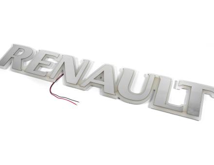 Надпись на решетку Renault нержавейка с оранжевой подсветкой (79см.*13см.)
