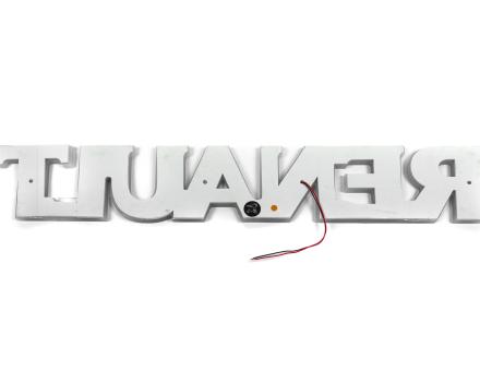 Надпись на решетку Renault нержавейка с оранжевой подсветкой (79см.*13см.)