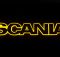 Надпись на решетку Scania нержавейка с оранжевой подсветкой (82см.*14см.)