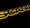 Надпись на решетку Scania нержавейка с оранжевой подсветкой (82см.*14см.)
