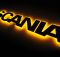 Надпись на решетку Scania черная с оранжевой подсветкой (82см.*14см.)