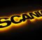 Надпись на решетку Scania черная с оранжевой подсветкой (82см.*14см.)