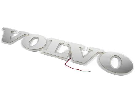 Надпись на решетку Volvo нержавейка с оранжевой подсветкой (89см.*13,5см.)