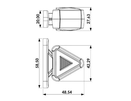 Фонарь габаритный неоновый треугольный бело-красный 12-24 вольт HM-0224