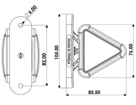 Фонарь габаритный неоновый треугольный бело-красный 12-24 вольт HM-0624