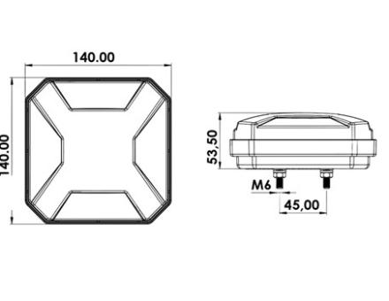 Фонарь задний квадратный 14*14 12-24 вольт HM-1223