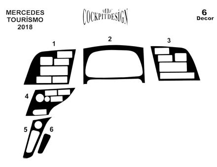 Накладки на панель Mercedes Tourismo (2018-...) (Meric, 6 деталей) 94000041
