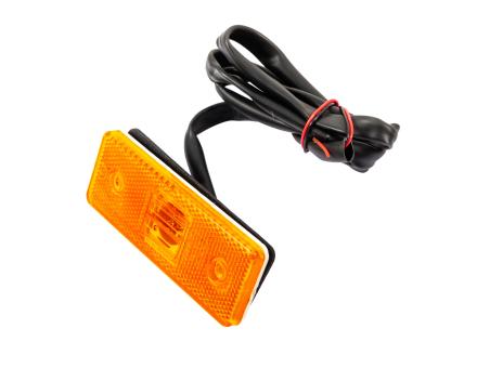 Фонарь габаритный боковой LED желтый с катафотом, 1 м кабель, 12–24V