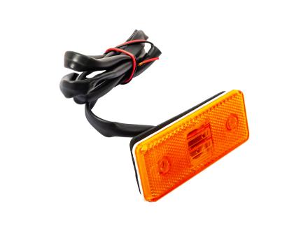 Фонарь габаритный боковой LED желтый с катафотом, 1 м кабель, 12–24V